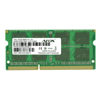 AFOX AFSD38BK1P 8GB 1600Mhz DDR3 SODIMM Notebook RAM