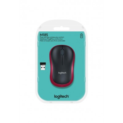 LOGITECH M185 910-002237 M185 Kablosuz Optik 1000DPI Kırmızı Siyah Mouse