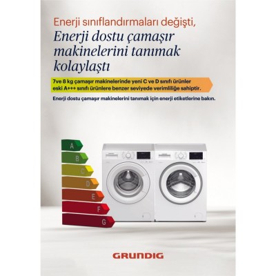 GRUNDİG GWM 27101 D 7 KG 1000 DEVİR BLUETOOTH BAĞLANTILI ÇAMAŞIR MAKİNESİ